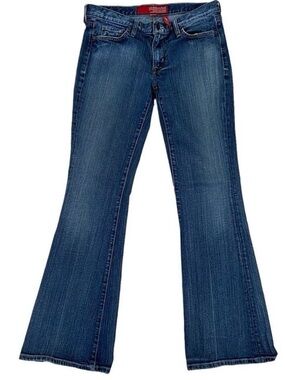 Guess Melrose Flare jeans wide legs low mid rise waist boho stretch blue 29